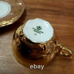 German Antique Bavaria gold cup & saucer 6 customer set Excellent