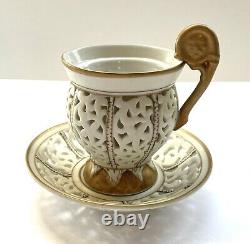 German Rudolstadt Reticulated Double Wall Teacup And Saucer