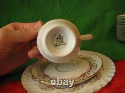 Germany Tettau porcelain Tea pair saucer plate Vintage gold plated 3 pcs Decor