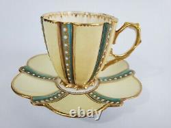 Gorgeous Antique Aynsley/s Bone China Demitasse Tea Cup and Saucer 1883