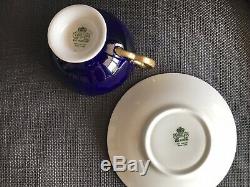 Gorgeous Aynsley Blue Cabbage Rose Bone China Footed Tea Cup Saucer, Paragon