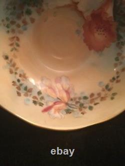 Gorgeous Aynsley orchid coral tea cup and saucer set