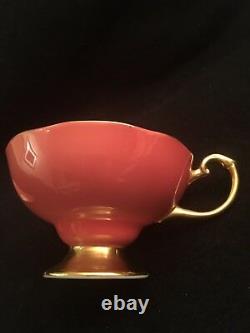 Gorgeous Aynsley orchid coral tea cup and saucer set