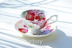 Grace Teaware Red Poppy Bone China Tea Cup and Saucer