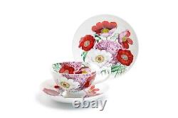 Grace Teaware Red Poppy Bone China Tea Cup and Saucer