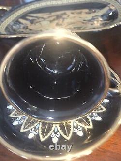 Greek Gods Goddesses Tea Cup & Saucer Set Greek God 24k Gold Trim Hand Painted
