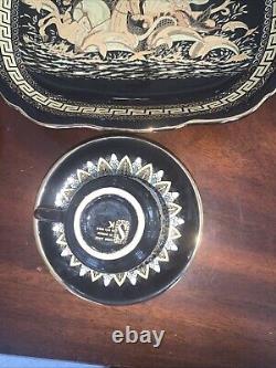 Greek Gods Goddesses Tea Cup & Saucer Set Greek God 24k Gold Trim Hand Painted