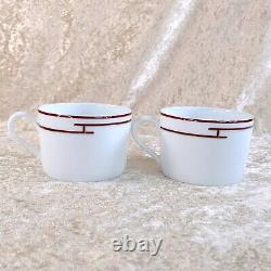 HERMES PARIS Tea Cup & Saucer Porcelain Rythme RHYTHM RED 2 Sets withBox