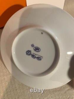 HERMES Paris Coffee Tea Cup & Saucer CHAINE D'ANCRE Blue /Unused with Box