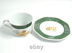HERMES Paris Tea Cup & Saucer Dog Series Labrador Porcelain Tableware EX