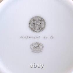 HERMES Tea Cup Saucer Mosaique Au 24 Platinum 2 Sets Porcelain Tableware withCase