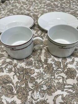 HERMES Tea Cup & Saucer Rythme RHYTHM RED GREEN 2 of Set WithBOX