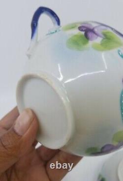 Hand Painted Antique Fine Porcelian China Teacup & Saucer Set of 4 marked EUC