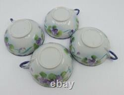 Hand Painted Antique Fine Porcelian China Teacup & Saucer Set of 4 marked EUC