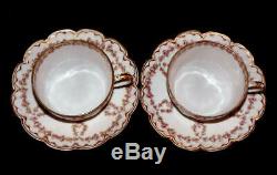 Haviland Limoges Cups Saucers Double Gold Schleiger 319 Rose Drape 2 Sets