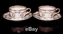 Haviland Limoges Cups Saucers Double Gold Schleiger 319 Rose Drape 2 Sets