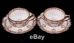 Haviland Limoges Cups Saucers Double Gold Schleiger 319 Rose Drape 2 Sets