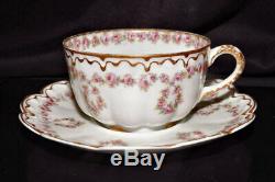 Haviland Limoges Cups Saucers Double Gold Schleiger 319 Rose Drape 2 Sets