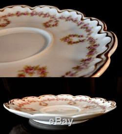 Haviland Limoges Cups Saucers Double Gold Schleiger 319 Rose Drape 2 Sets