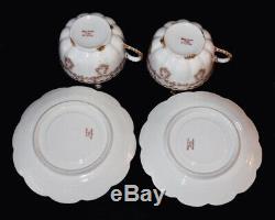 Haviland Limoges Cups Saucers Double Gold Schleiger 319 Rose Drape 2 Sets