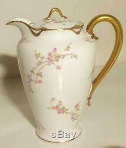 Haviland Limoges Pink Rose Gold Trim Tea Pot 6 Cups & Saucers