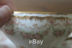 Haviland Limoges Schleiger 842 Bows Ribbons Swags Roses Teacup tea cup saucer