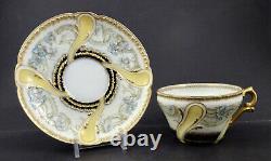 Haviland Limoges Tea Cup & Saucer, Unique Style, Ornate Cabinet Set