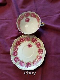 Haviland Limoges Tea Cup and Saucer Dark Rose Excellent