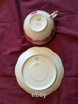 Haviland Limoges Tea Cup and Saucer Dark Rose Excellent