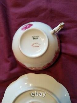 Haviland Limoges Tea Cup and Saucer Dark Rose Excellent