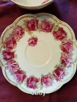 Haviland Limoges Tea Cup and Saucer Dark Rose Excellent