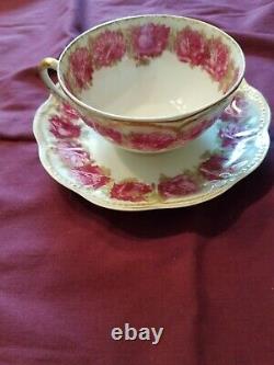 Haviland Limoges Tea Cup and Saucer Dark Rose Excellent