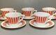 Hazel Atlas Red White Milk Glass Candy Stripe Coffee Tea Cup And Saucer Set Of 5