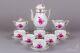 Herend Chinese Bouquet Raspberry Tea Set For Six People, 17 Pieces