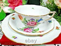 Herend Hungary tea cup and saucer trio PRINTEMPS pink rose teacup painted