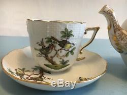Herend Rothschild Bird small teapot tea set with 2 cups & 2 saucers