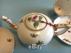 Herend Rothschild Bird small teapot tea set with 2 cups & 2 saucers