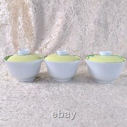 Hermes Africa Green Tea Cup Top Lid Cover Porcelain Tableware 3 Sets NO SAUCER