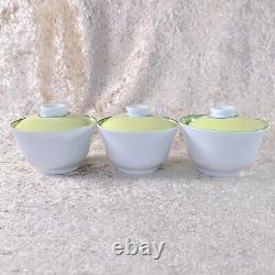 Hermes Africa Green Tea Cup Top Lid Cover Porcelain Tableware 3 Sets NO SAUCER