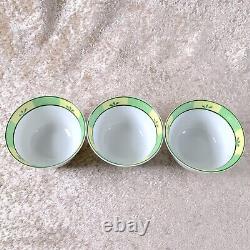 Hermes Africa Green Tea Cup Top Lid Cover Porcelain Tableware 3 Sets NO SAUCER