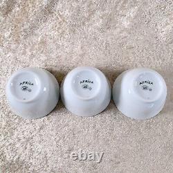 Hermes Africa Green Tea Cup Top Lid Cover Porcelain Tableware 3 Sets NO SAUCER