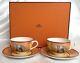 Hermes Africa Orange Tea Cup Saucer Animal Tableware 2 Set Coffee Latte Auth New