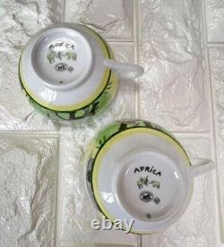 Hermes Africa Tea Cup Saucer Green Tableware 2 set Animal Coffee Cafe Auth New