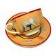 Hermes Africa Tea Cup Saucer Orange Tableware Animal Coffee Morning Auth New