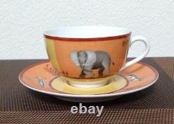 Hermes Africa Tea Cup Saucer Orange Tableware Animal Coffee Morning Auth New