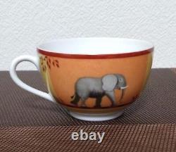 Hermes Africa Tea Cup Saucer Orange Tableware Animal Coffee Morning Auth New