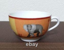 Hermes Africa Tea Cup Saucer Orange Tableware Animal Coffee Morning Auth New