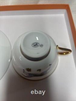 Hermes Cheval d'Orient Tea Cup Saucer Tableware 2 set Horse Coffee Auth New No, 1