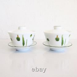 Hermes Mesclun Pair Oriental Cup & Saucer With Lid Teacup / Tea Saucer / 2 Cups