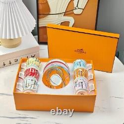 Hermès Multicolor Scepter Set Of Six Tea Cup and Saucer Set Luxury Bone China